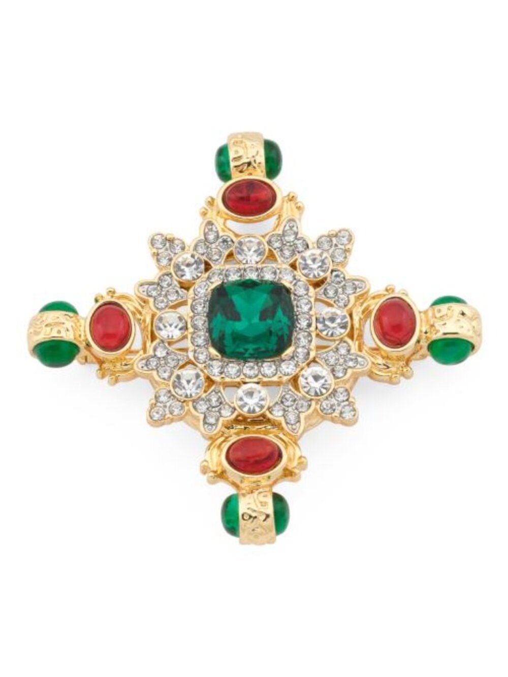 KENNETH JAY LANE Gold Crystal And Stone Pin